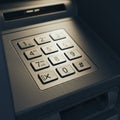 Numeric keypad of an ATM machine with 12 tactile buttons, arranged in a 3x4 grid. Royalty Free Stock Photo