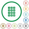Numeric keypad flat icons with outlines