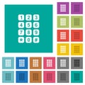 Numeric keypad square flat multi colored icons