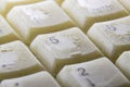 Numeric keys on a dirty computer keyboard, close-up Royalty Free Stock Photo