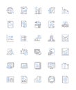 Numerical Data line icons collection. Statistics, Analysis, Figures, Quantitative, Digits, Metrics, Data sets vector and