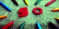 50 numerical digit number written around multiple color combinations Royalty Free Stock Photo