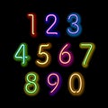Numerical figures in sparkling neon colors