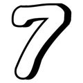 Numerical symbol - Stylish letter 7.Abstract Font symbol of letter.letters on white background.