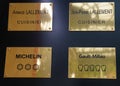 Numerous award plaques at the Three Star Michelin L`Assiette Champenoise restaurant run by famous Chef Arnaud Lallement