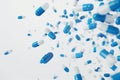 Floating blue and white capsules in abstract motion. Neural network AI generated Royalty Free Stock Photo