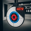 Numerous bullet holes indicate usage, concentrated around the center Royalty Free Stock Photo