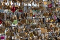 Numerous Colorful Padlocks With Love Declarations Locked On Fence In Paris