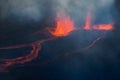 Numerous lava flows of the Piton de la Fournaise, in Reunion Island