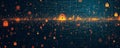 Numerous locks and numeric symbols create a complex digital security pattern