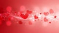 Numerous red hearts and sparkling light effects flow across a vibrant red and pink bokeh background for Valentines Royalty Free Stock Photo