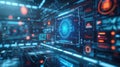 Multiscreen Futuristic Display With Vibrant Lights