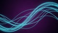Numerous thin cyan light lines creating a flowing abstract pattern on dark purple Royalty Free Stock Photo