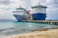 Numerous tourist leaving two cruise ships in the Grand Turk, Turks and Caicos Royalty Free Stock Photo