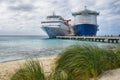 Numerous tourist leaving two cruise ships in the Grand Turk, Turks and Caicos Royalty Free Stock Photo