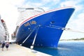 Numerous tourist leaving two cruise ships in the Grand Turk, Turks and Caicos Royalty Free Stock Photo