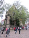 Numerous tourists walk around the city of Mayson in eastern Germany, Saxony. Directed to the ducal castle.