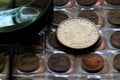 Close up of a Morgan Dollar silver coin. Ancient United States Currency.