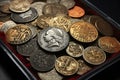 Numismatic world coins collection. Hobbies and investments in antiques.