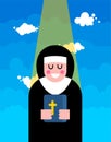 Nun and Blessing. Religious woman. Vector illustration