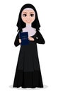 Nun cartoon character. Smiling catholic sister