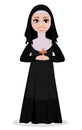 Nun cartoon character. Smiling catholic sister