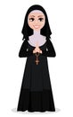 Nun cartoon character. Smiling catholic sister