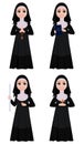 Nun cartoon character. Smiling catholic sister