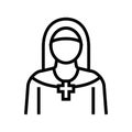 nun christianity line icon vector illustration