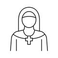 nun christianity line icon vector illustration