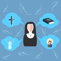 Nun cross, bible, angel, icon, clouds Royalty Free Stock Photo