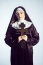 Nun with cross Royalty Free Stock Photo