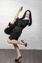 Nun with a guitar Royalty Free Stock Photo