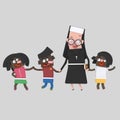 Nun playing with children 3D