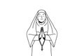 Nun praying with rosary