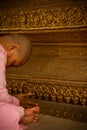 A Nun of Shwedagon Pagoda, Yangon, Mynamar Royalty Free Stock Photo