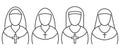 Nun Simple Line Icon. Sister of mercy sign. Vector illustration