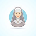 Nun, sister, cloitress icon. Avatar and person illustration.