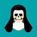 Nun skeleton. Evil holy sister. votaress death Vector illustration