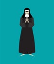 Nun skeleton. Evil holy sister. votaress death Vector illustration