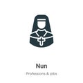 Nun vector icon on white background. Flat vector nun icon symbol sign from modern professions & jobs collection for mobile concept Royalty Free Stock Photo