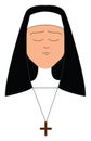 Clipart of a sad nun, vector or color illustration