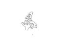 Nunavut outline map Canada province region