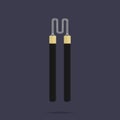 Nunchaku icon. Ninja weapon. Samurai equipment. Cartoon style. Clean and modern vector illustration for design, web.