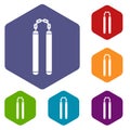 Nunchaku icons set hexagon