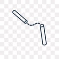 Nunchaku vector icon isolated on transparent background, linear