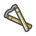 Nunchuck East edged weapons Vector icon Cartoon illustration.