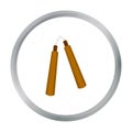 Nunchuck icon cartoon. Single weapon icon from the big ammunition, arms set.