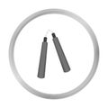 Nunchuck icon monochrome. Single weapon icon from the big ammunition, arms set.