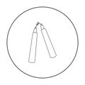 Nunchuck icon outline. Single weapon icon from the big ammunition, arms set.